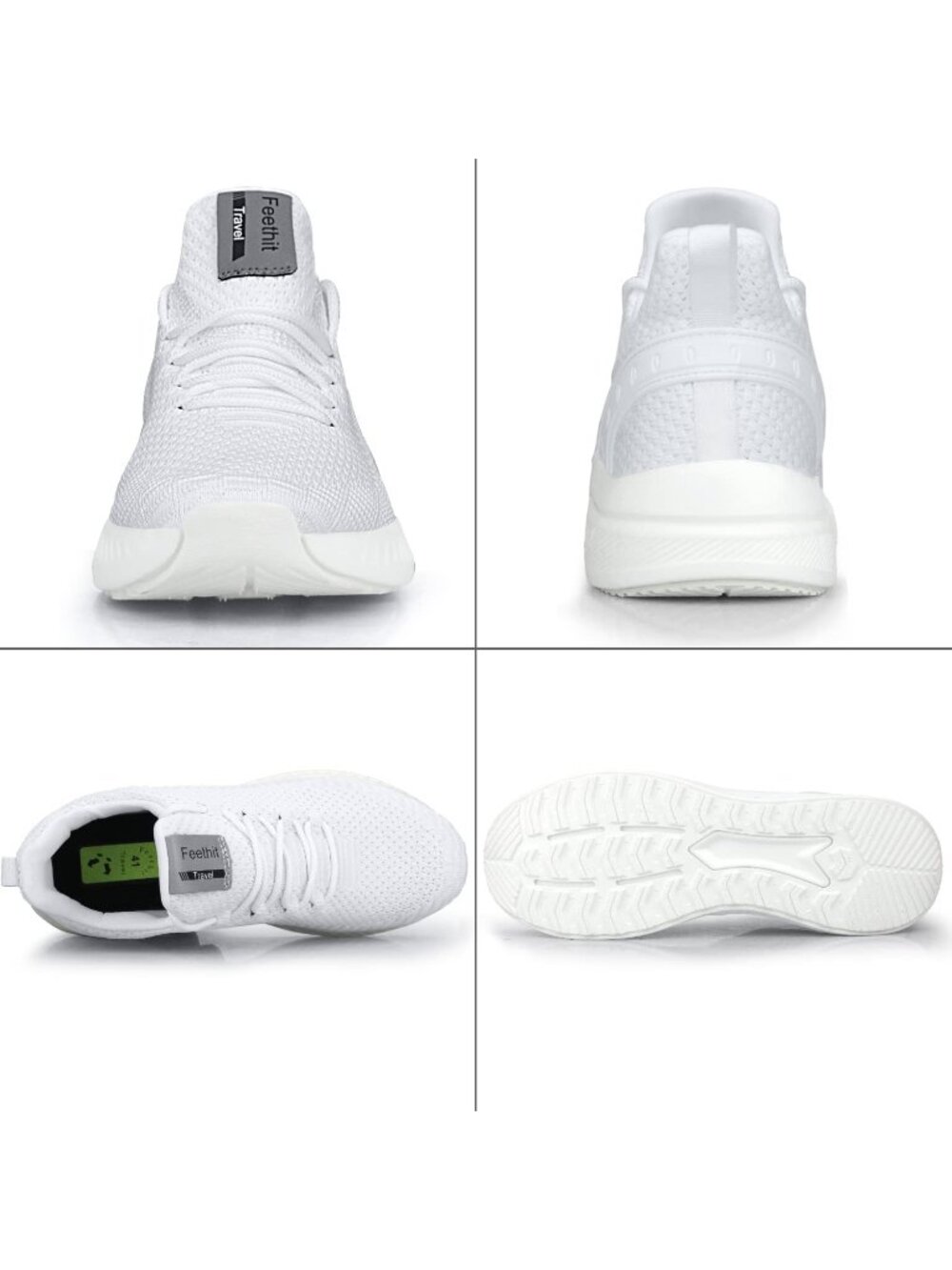 Men's White Mesh Non Slip Blade Tennis Breathable Lightweight Fashion Sneakers - Picture 6 of 6
